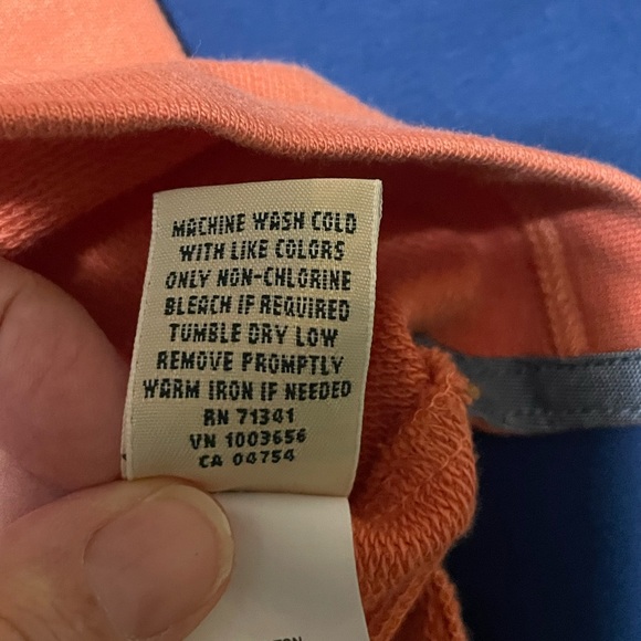 LL Bean Women's Pullover Sweatshirt Size XL Orange Chambray 100% Cotton Colorful - Picture 4 of 8